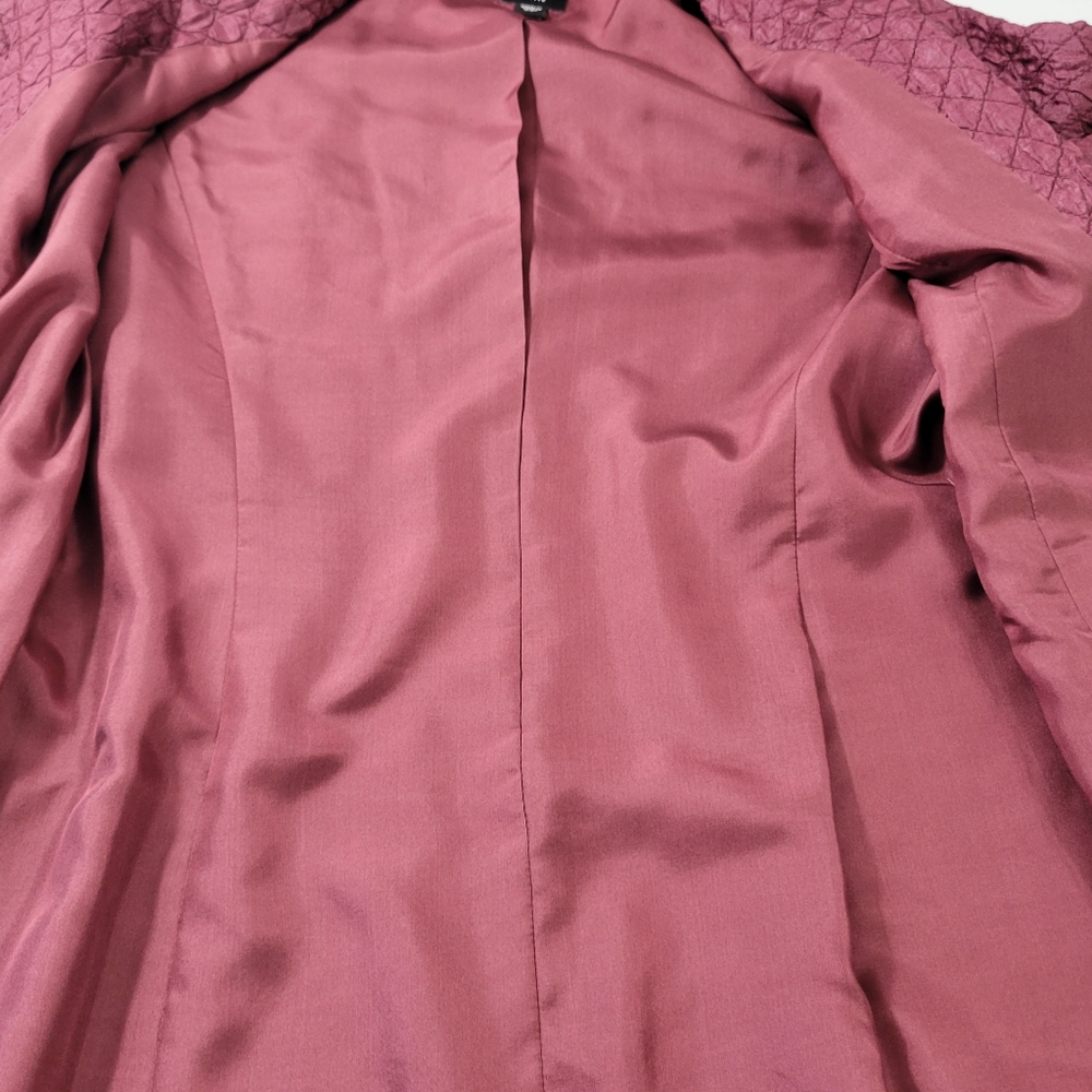Eileen Fisher 100% tussah silk magnetic snap button jacket, burgundy size PP - Picture 9 of 14